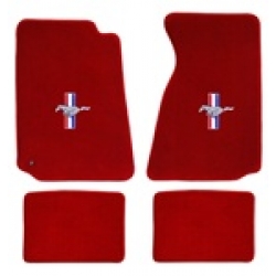 64-73 Floor Mats, Red w/Pony + Bars Emblem (Coupe)
